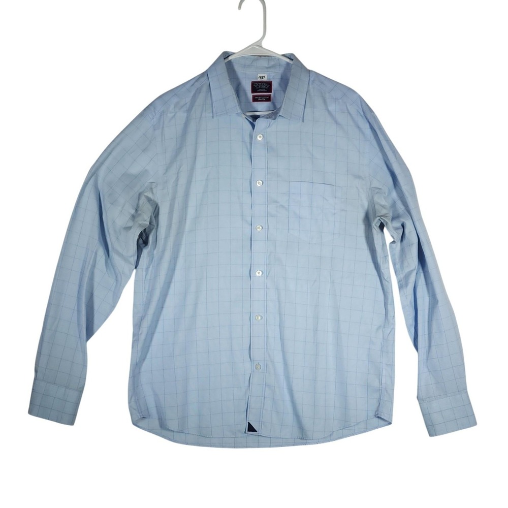 UNTUCKit Dress Shirt Mens XL Blue Check Slim Fit Wrinkle‎ Free Cotton